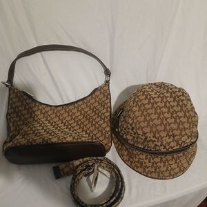 Stylish Brown Patterned Women's Accessory Set
